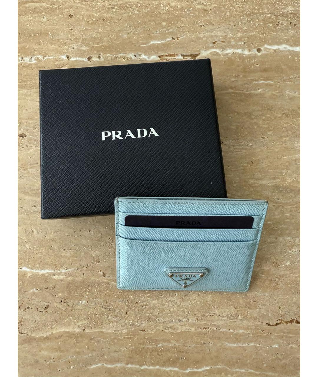 PRADA Голубой кожаный кардхолдер, фото 2