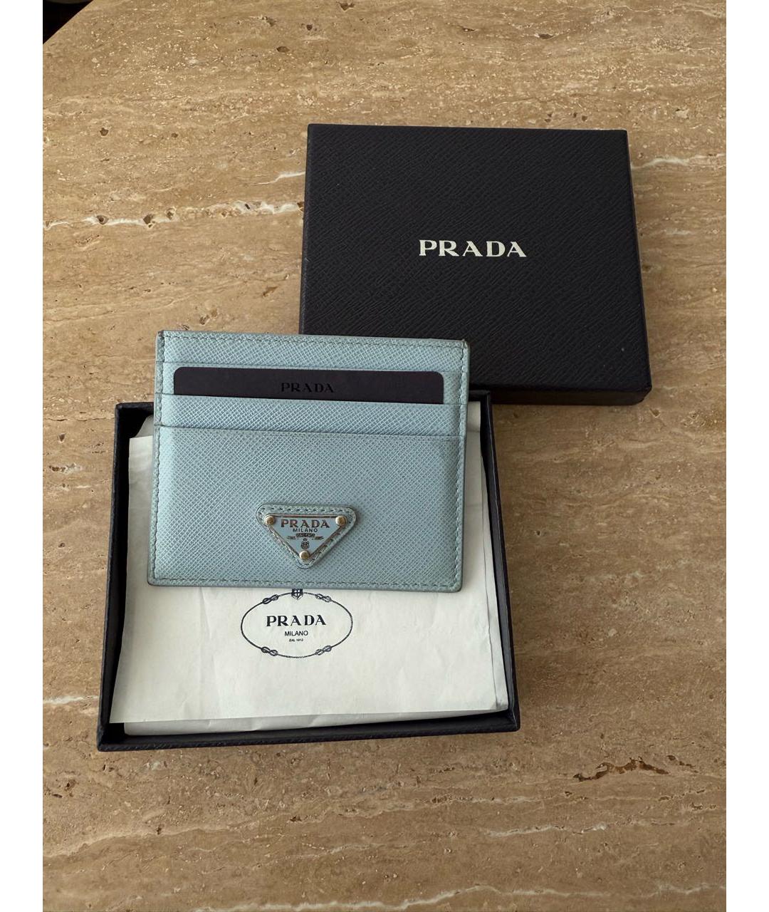 PRADA Голубой кожаный кардхолдер, фото 4