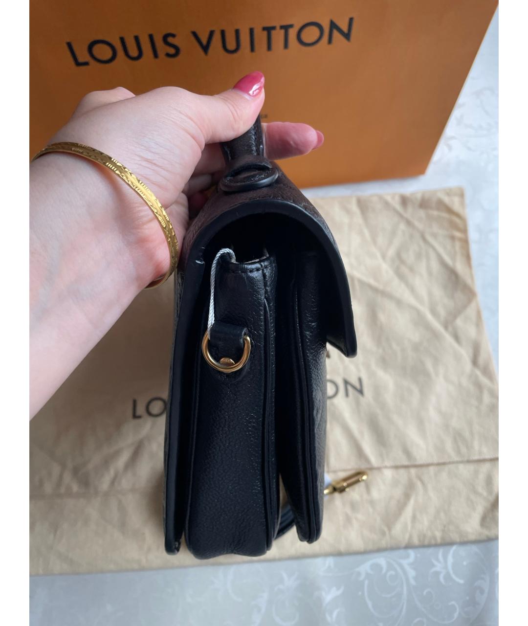LOUIS VUITTON Черная кожаная сумка через плечо, фото 5
