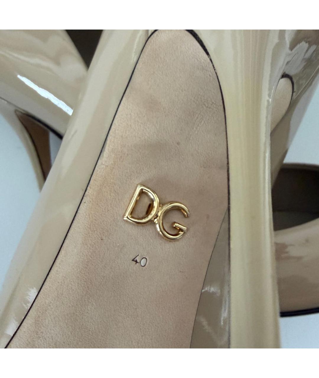 DOLCE&GABBANA Бежевые туфли из лакированной кожи, фото 8