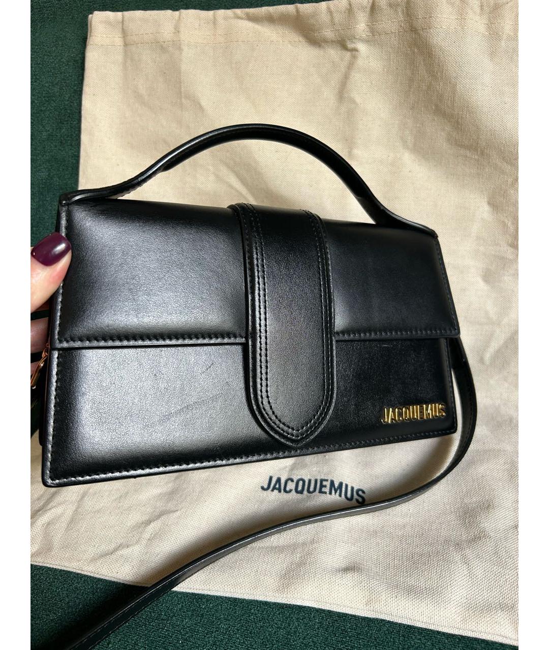 JACQUEMUS Черная кожаная сумка через плечо, фото 2