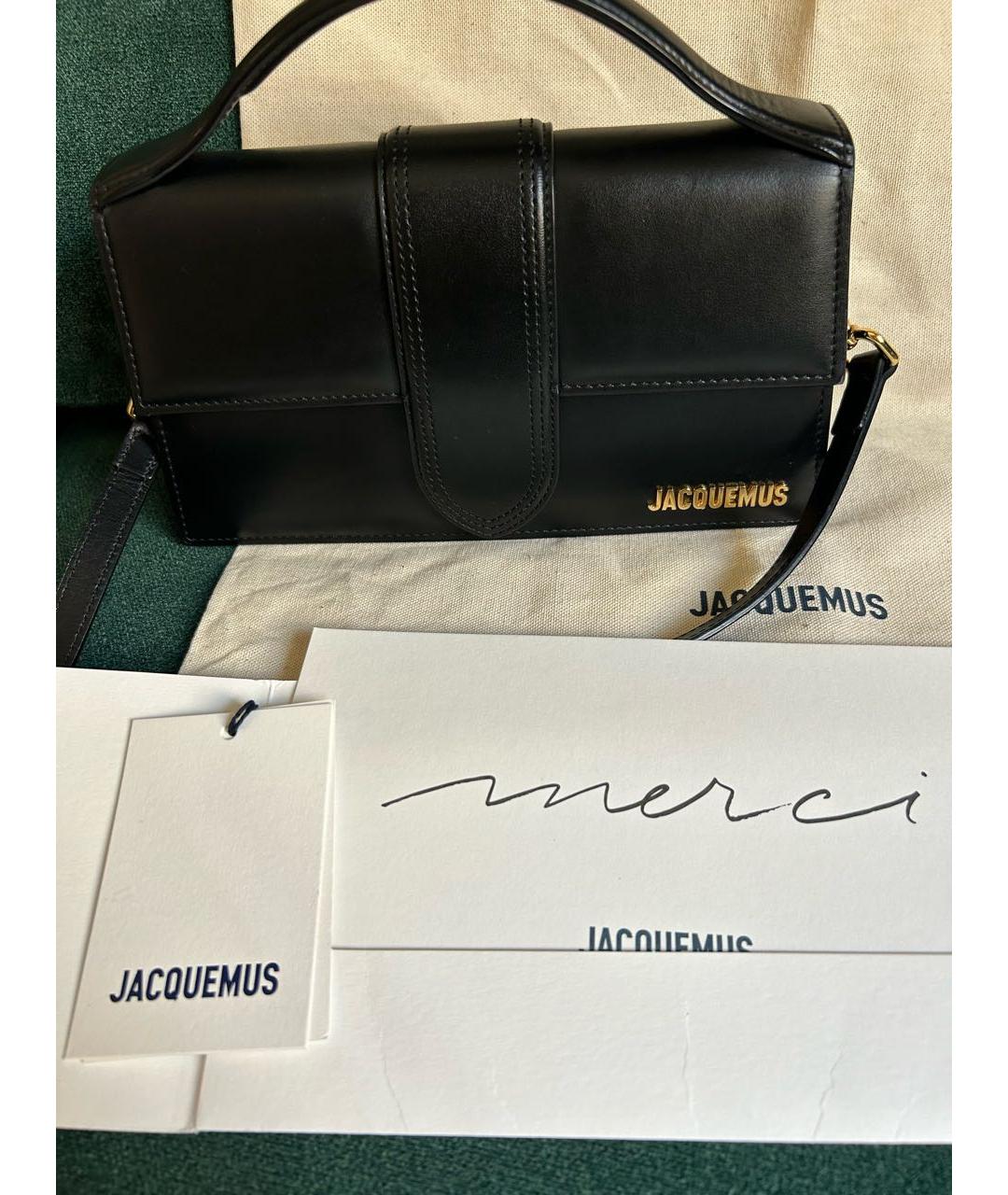 JACQUEMUS Черная кожаная сумка через плечо, фото 8