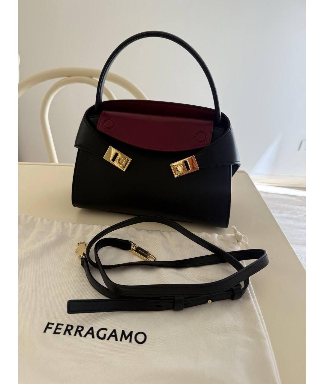 FERRAGAMO Черная кожаная сумка с короткими ручками, фото 6