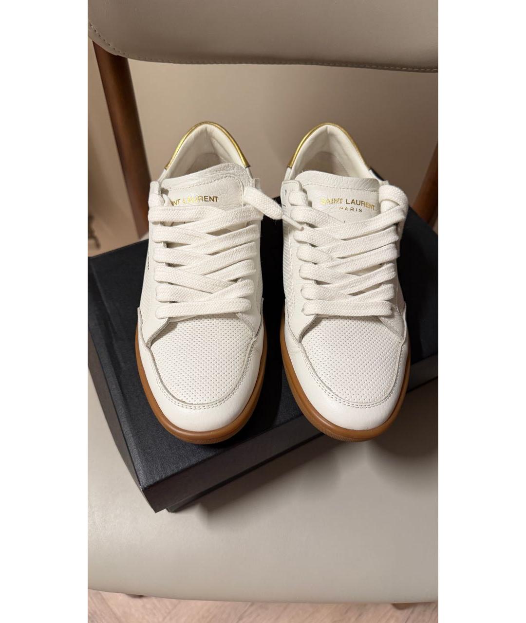 SAINT LAURENT Белые кожаные кеды, фото 2