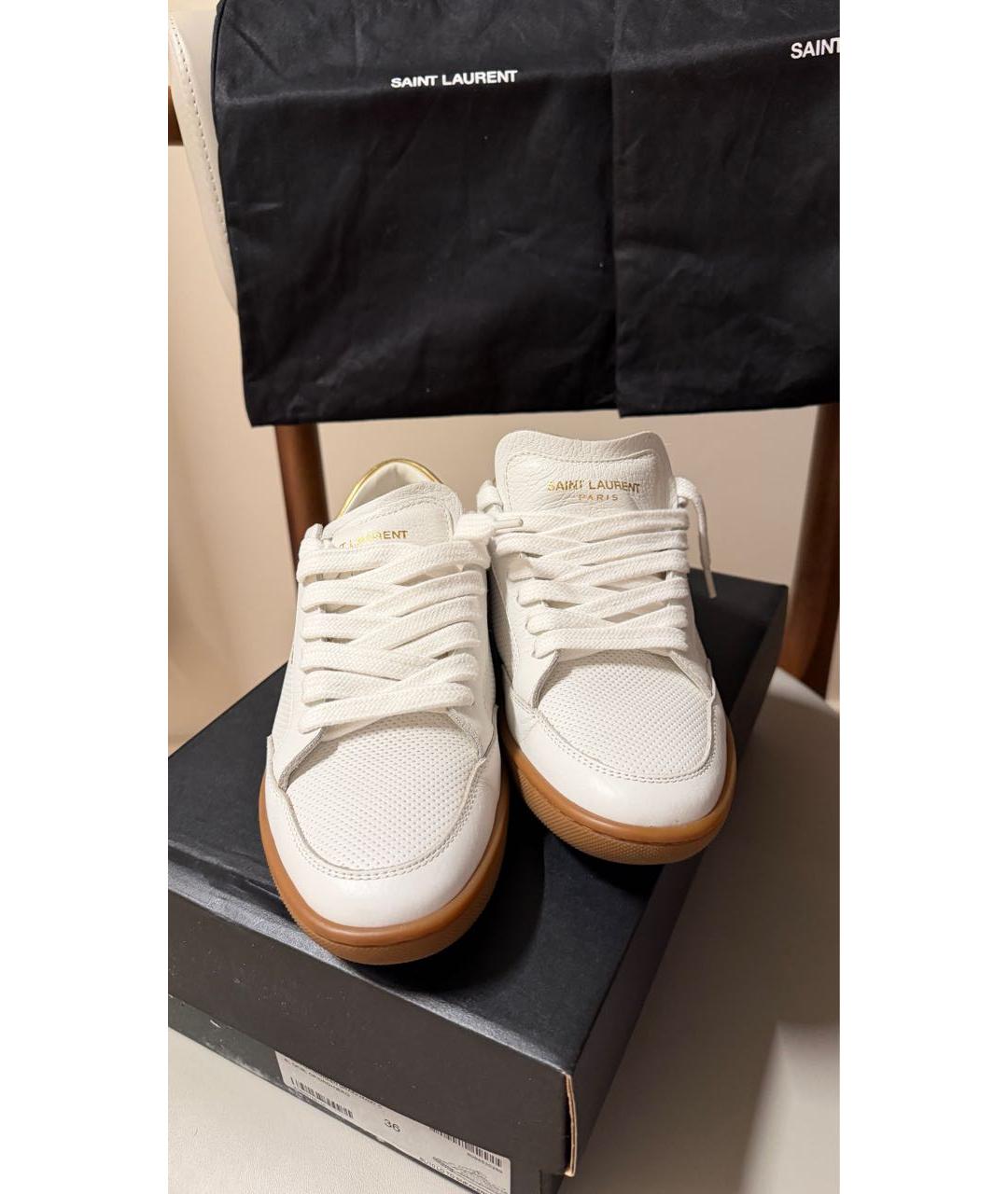SAINT LAURENT Белые кожаные кеды, фото 5