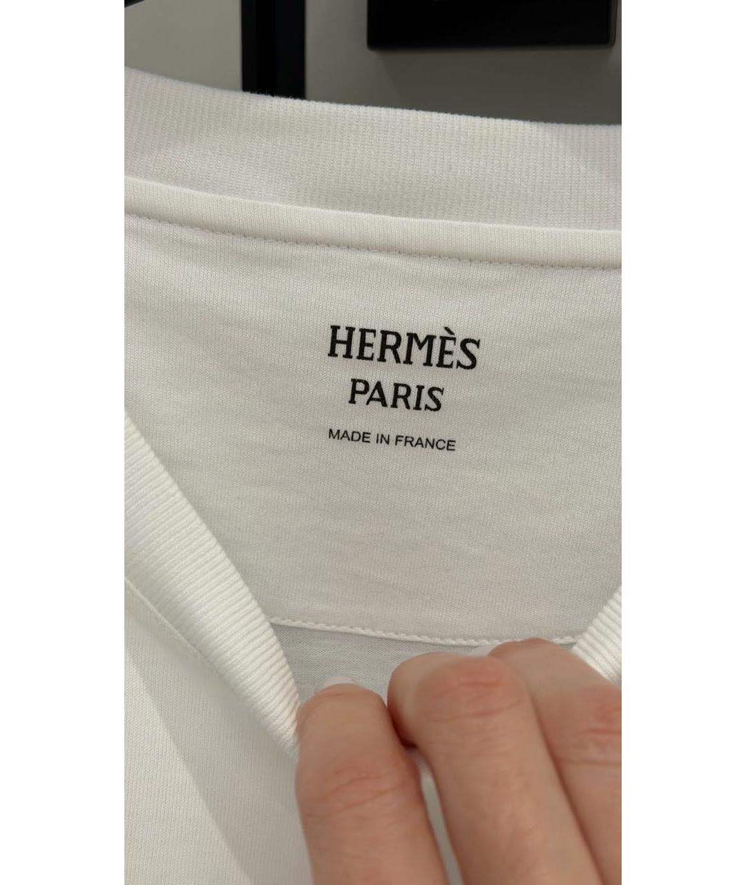 HERMES Белая хлопковая футболка, фото 3