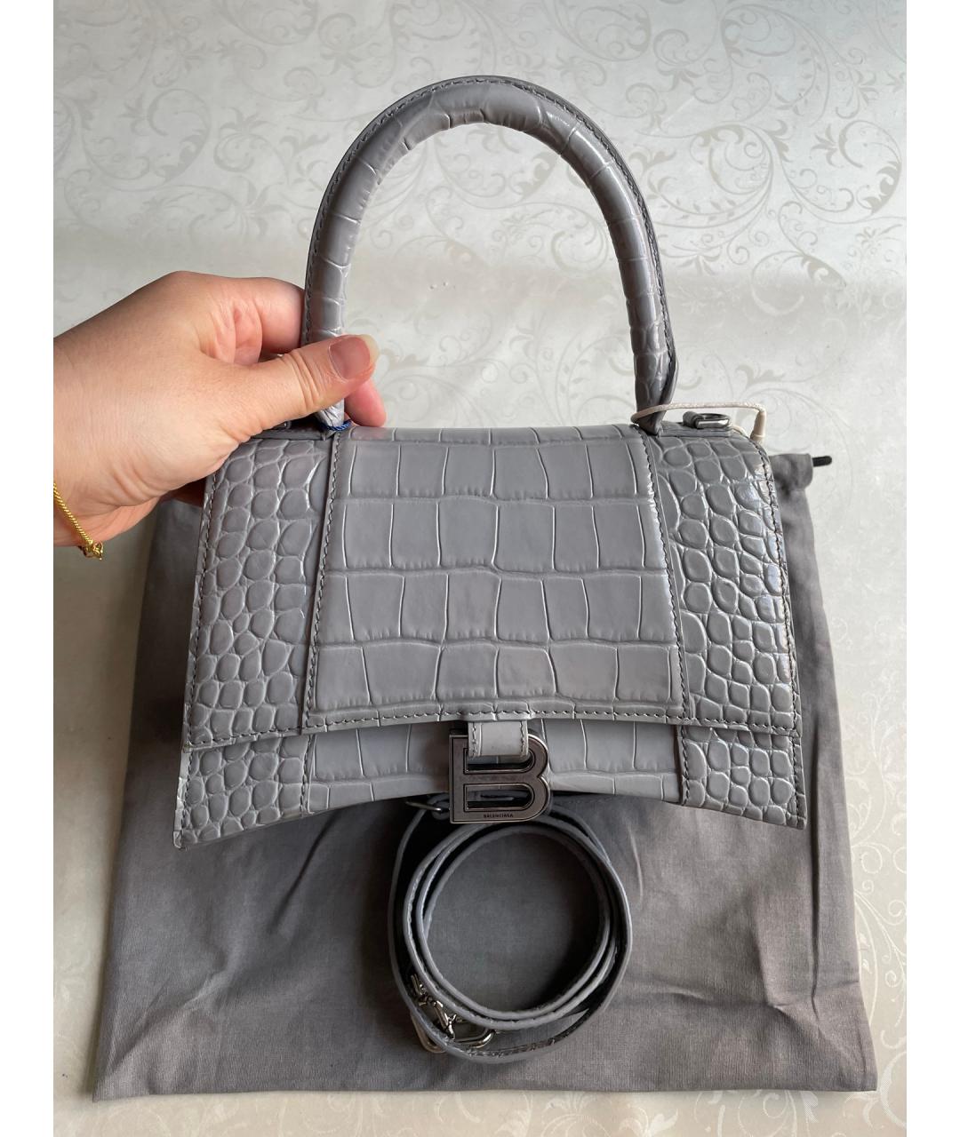 BALENCIAGA Серая кожаная сумка тоут, фото 7