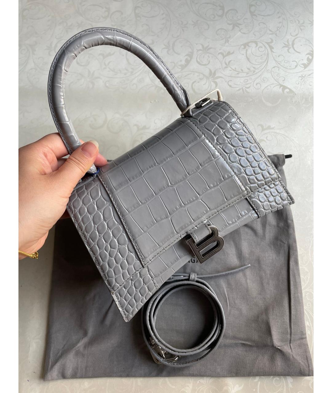 BALENCIAGA Серая кожаная сумка тоут, фото 2