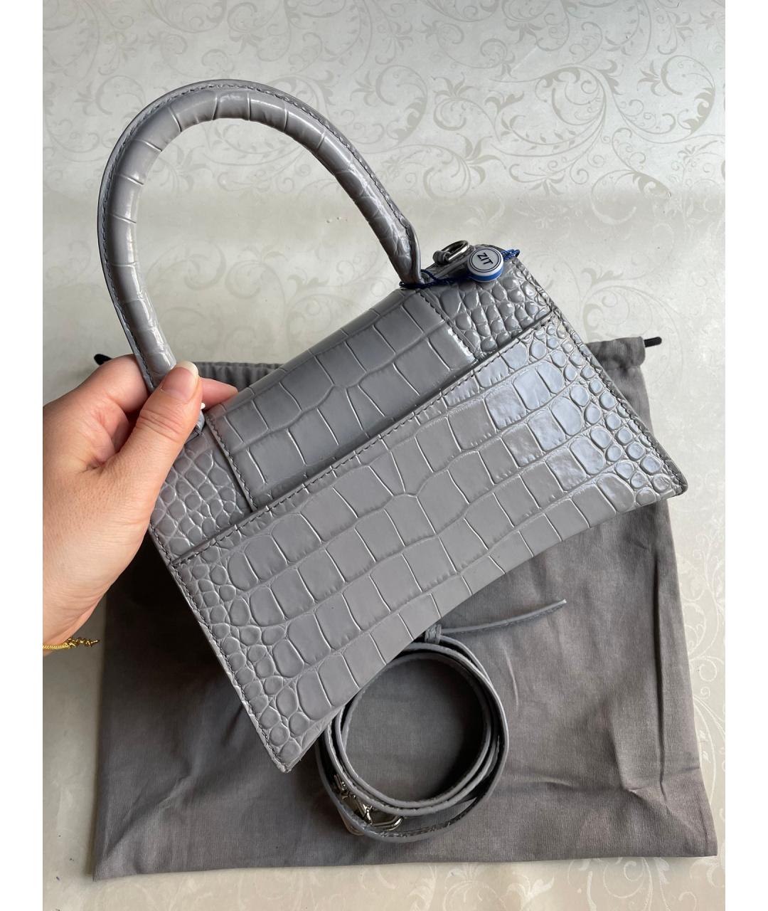 BALENCIAGA Серая кожаная сумка тоут, фото 3
