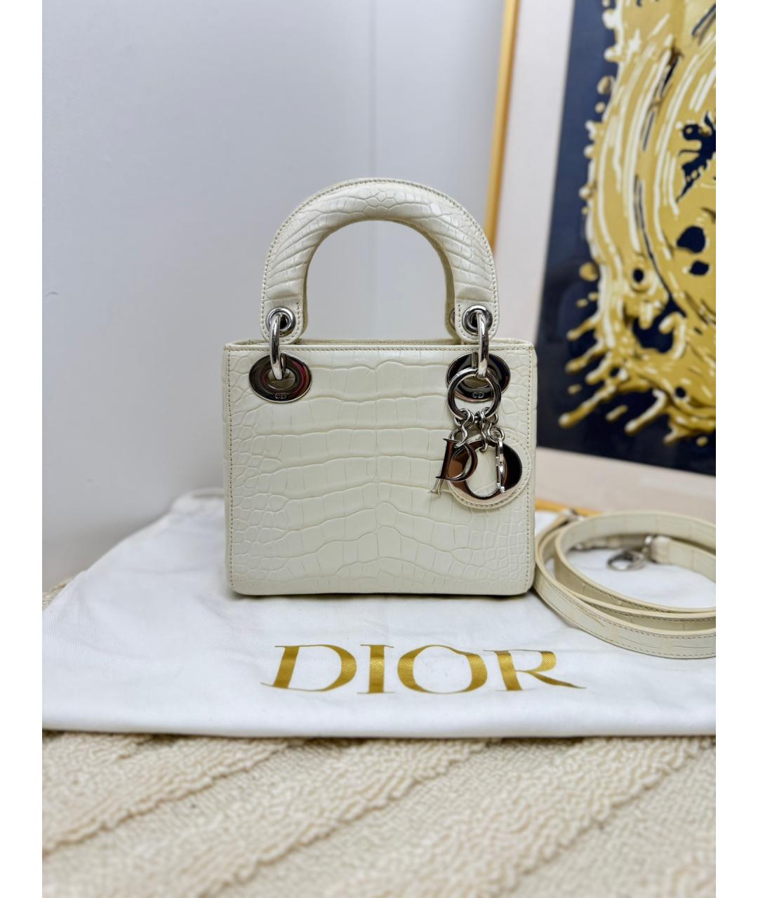 CHRISTIAN DIOR Белая кожаная сумка тоут, фото 10