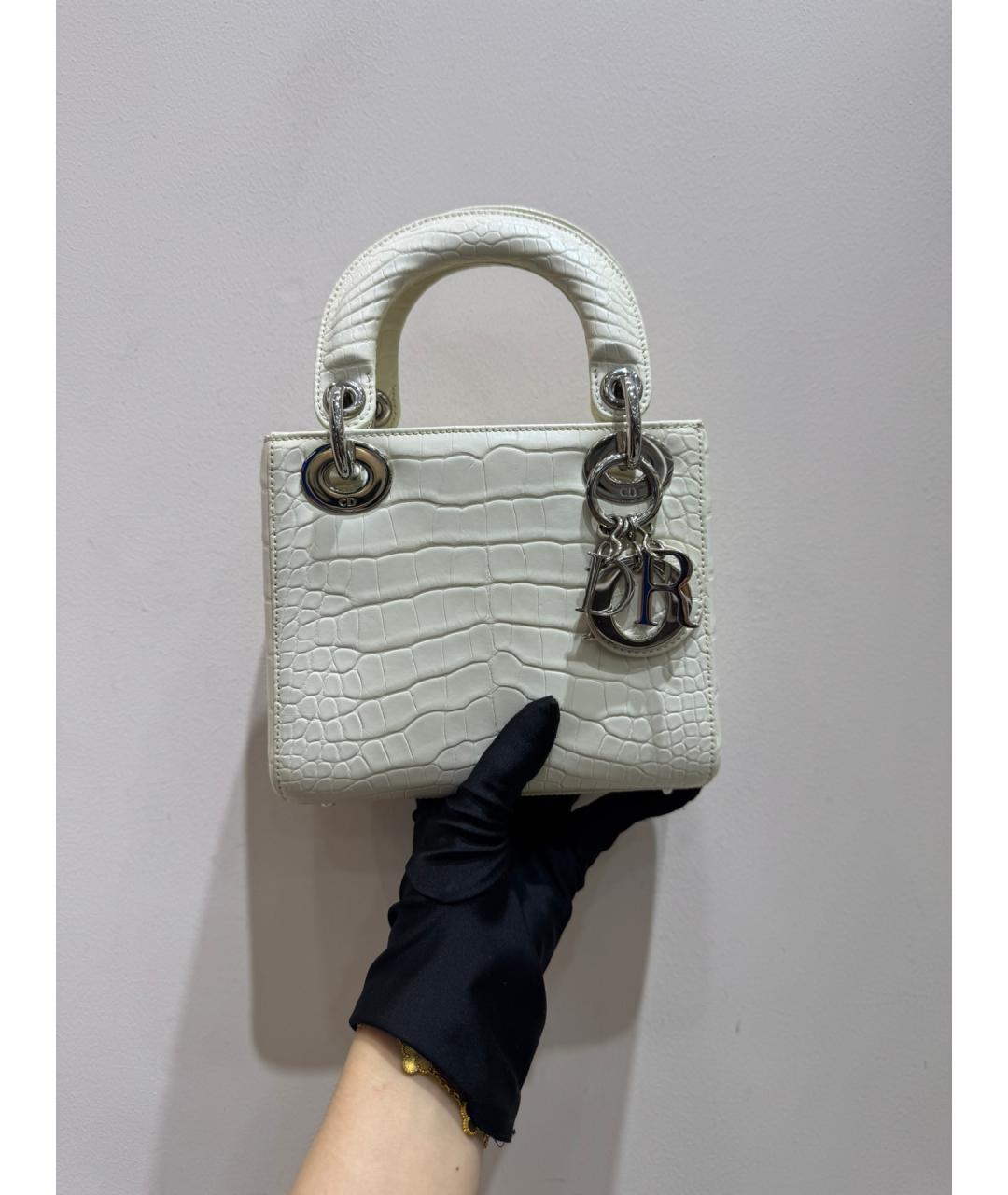 CHRISTIAN DIOR Белая кожаная сумка тоут, фото 3