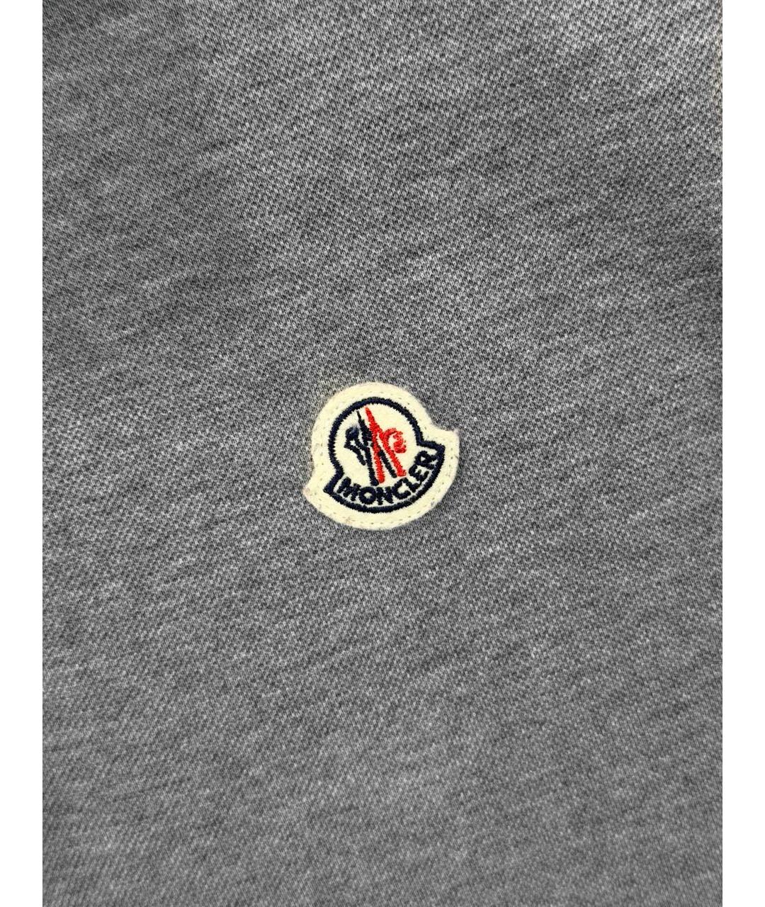 MONCLER Серое хлопковое поло с коротким рукавом, фото 3