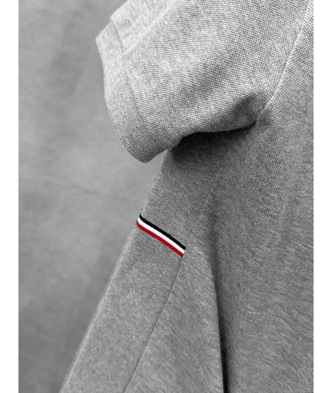 MONCLER Серое хлопковое поло с коротким рукавом, фото 5