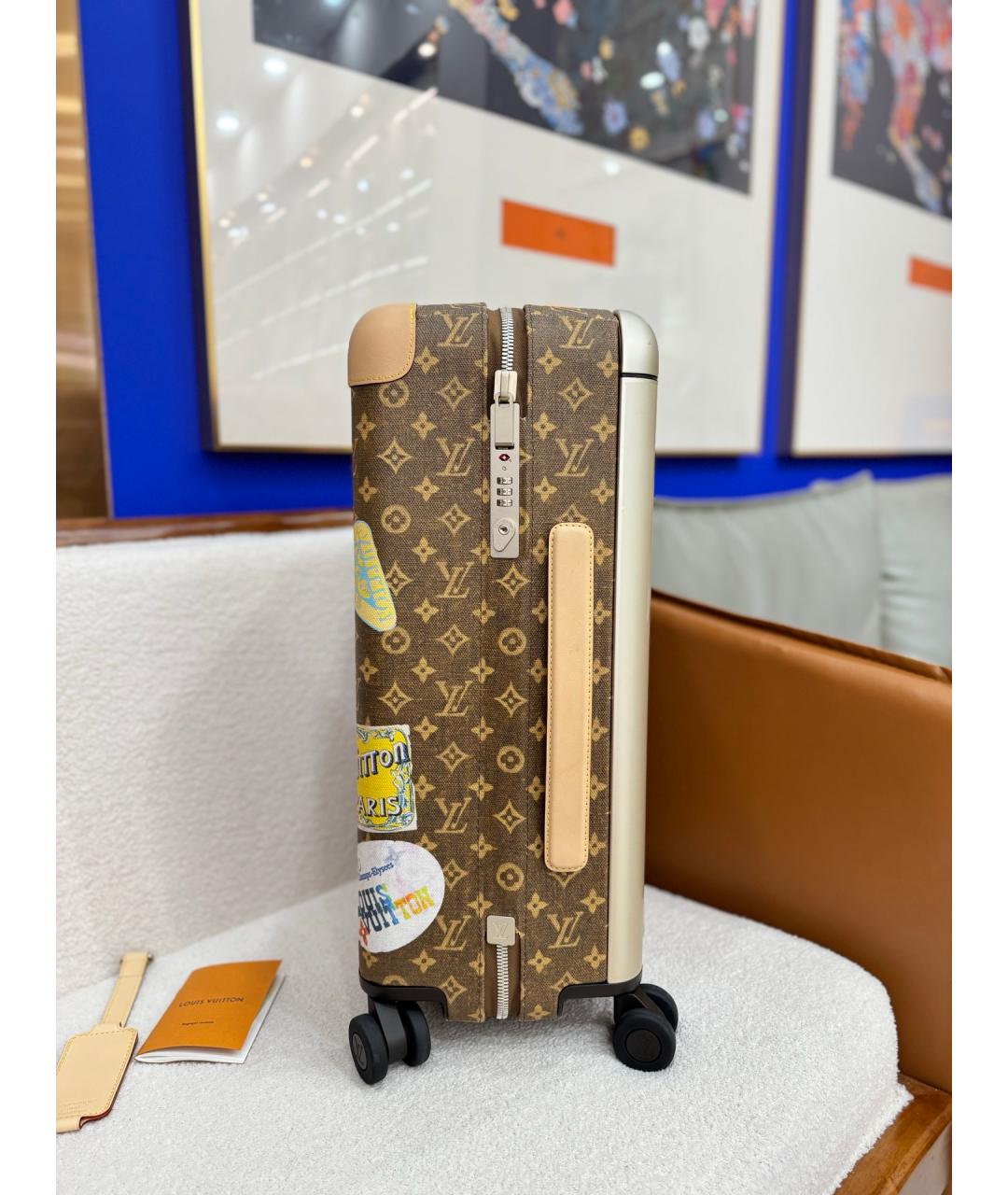 LOUIS VUITTON Коричневый деним чемодан, фото 4