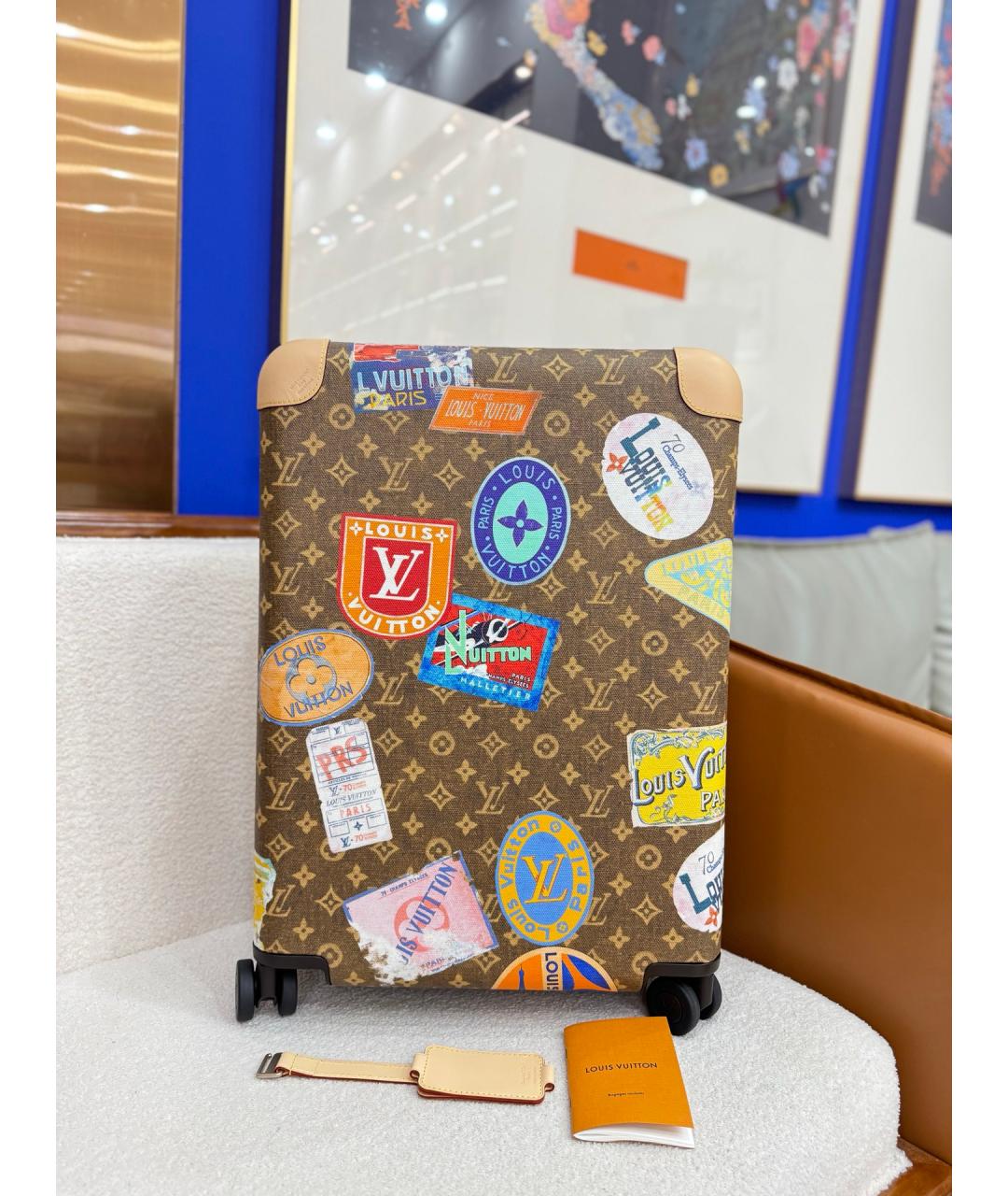LOUIS VUITTON Коричневый деним чемодан, фото 10
