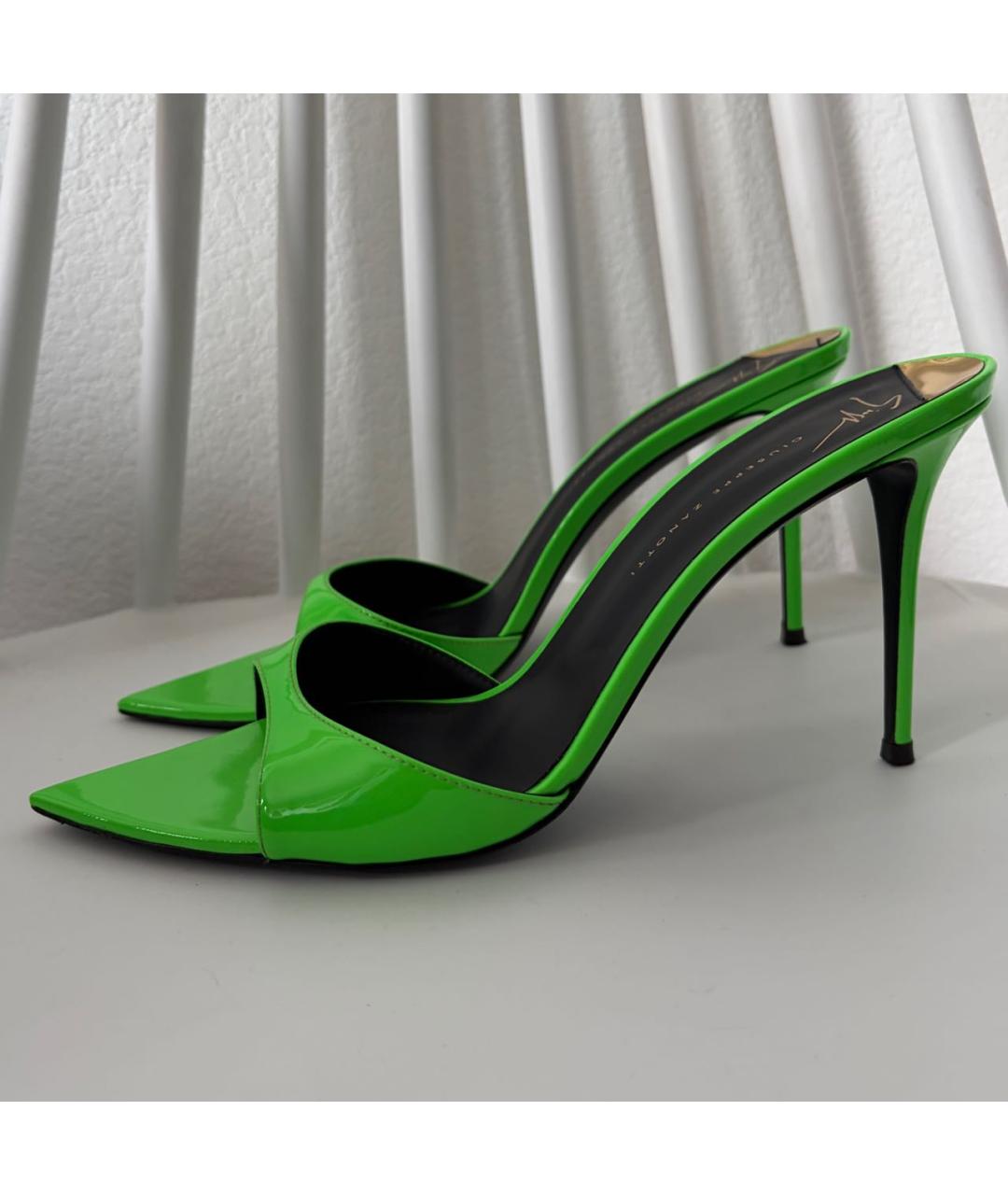 GIUSEPPE ZANOTTI DESIGN Зеленые мюли из лакированной кожи, фото 4