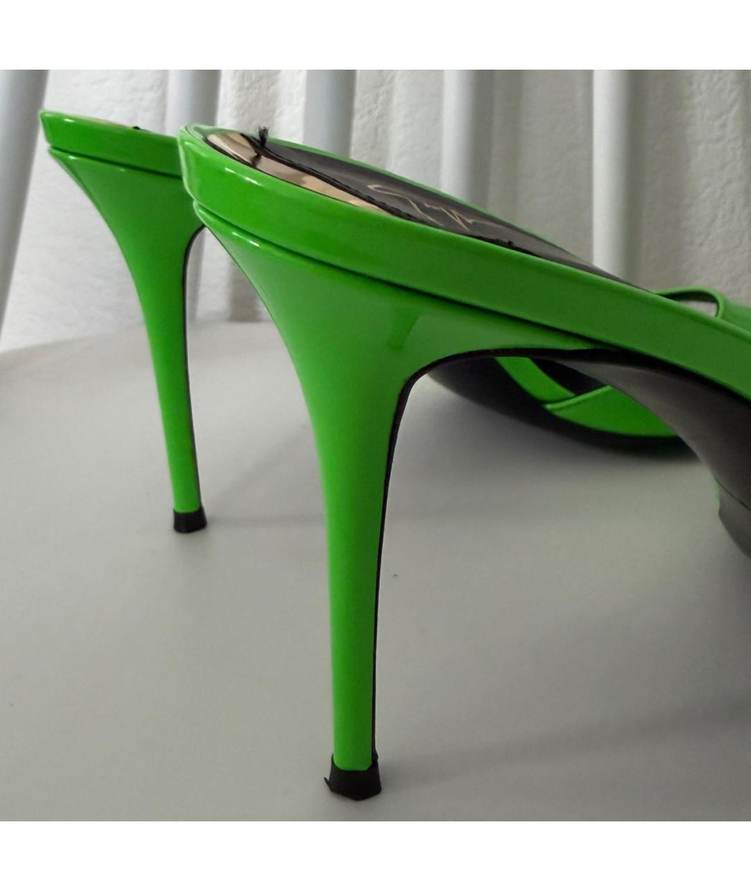 GIUSEPPE ZANOTTI DESIGN Зеленые мюли из лакированной кожи, фото 6