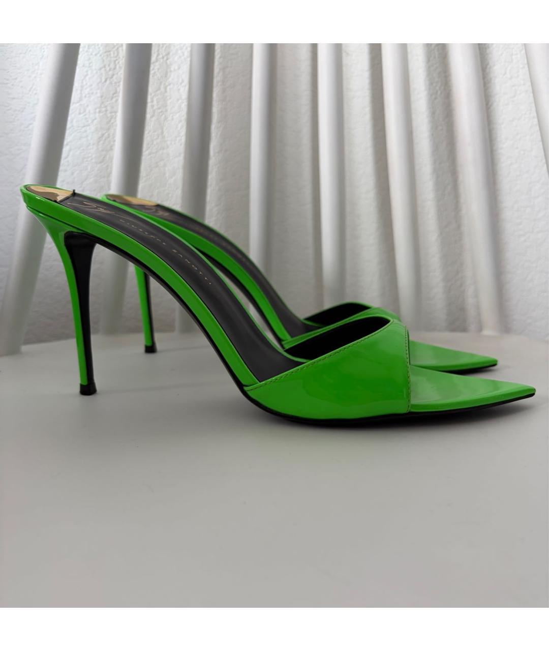 GIUSEPPE ZANOTTI DESIGN Зеленые мюли из лакированной кожи, фото 9