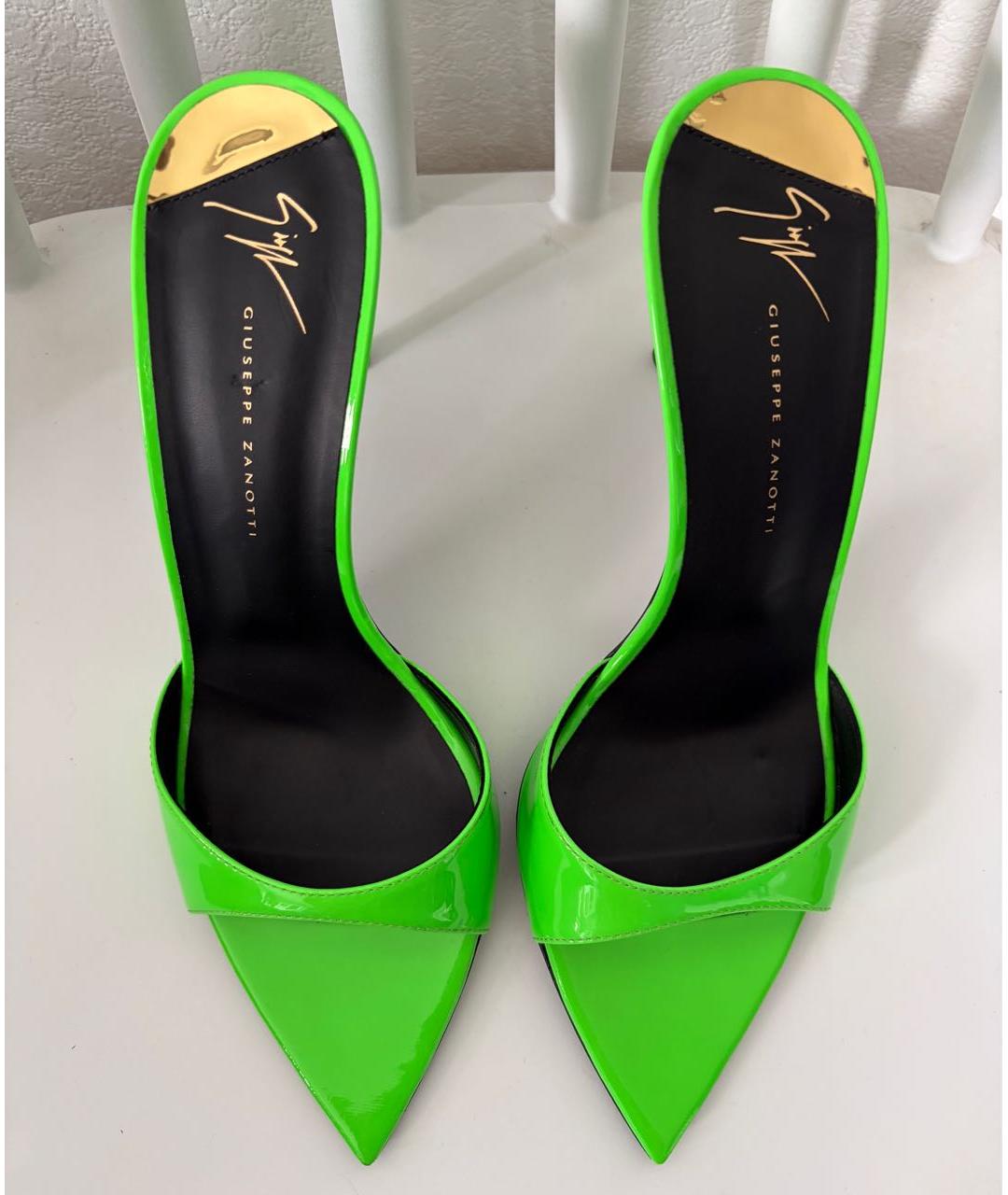 GIUSEPPE ZANOTTI DESIGN Зеленые мюли из лакированной кожи, фото 3