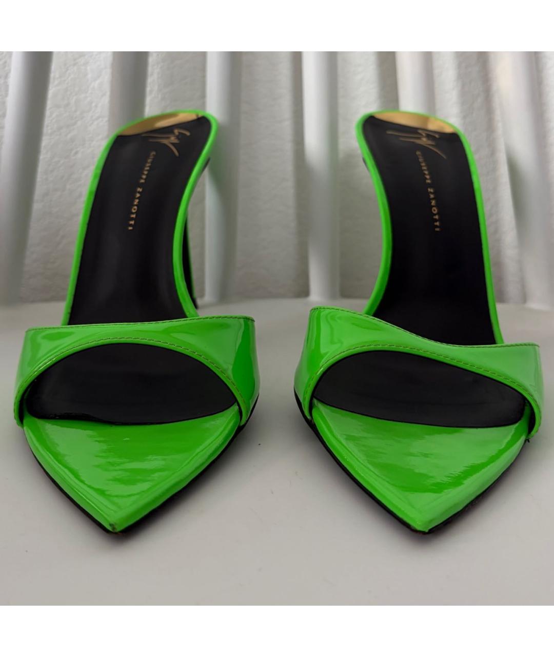 GIUSEPPE ZANOTTI DESIGN Зеленые мюли из лакированной кожи, фото 2