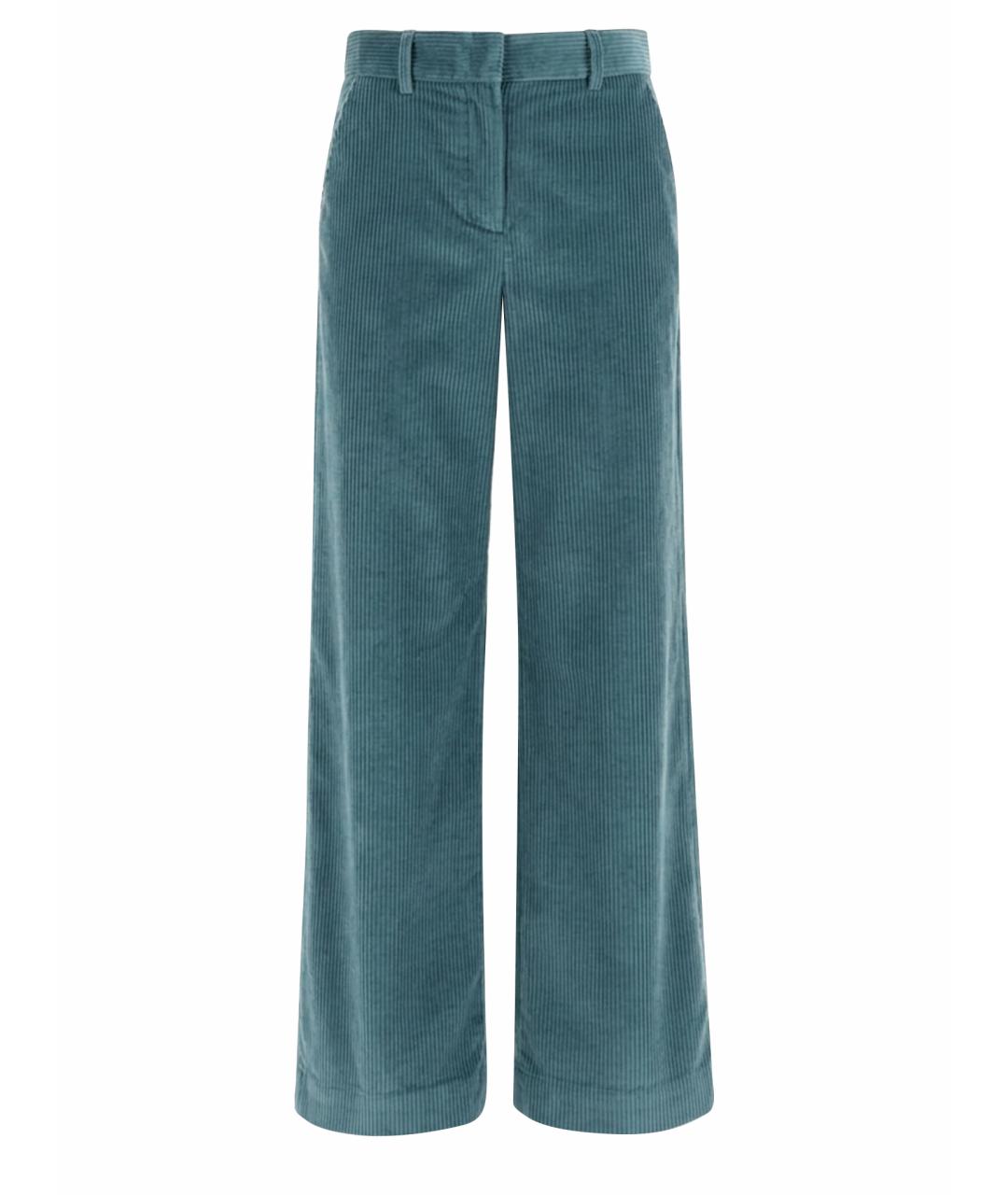 WEEKEND MAX MARA Бирюзовые хлопковые прямые брюки, фото 1