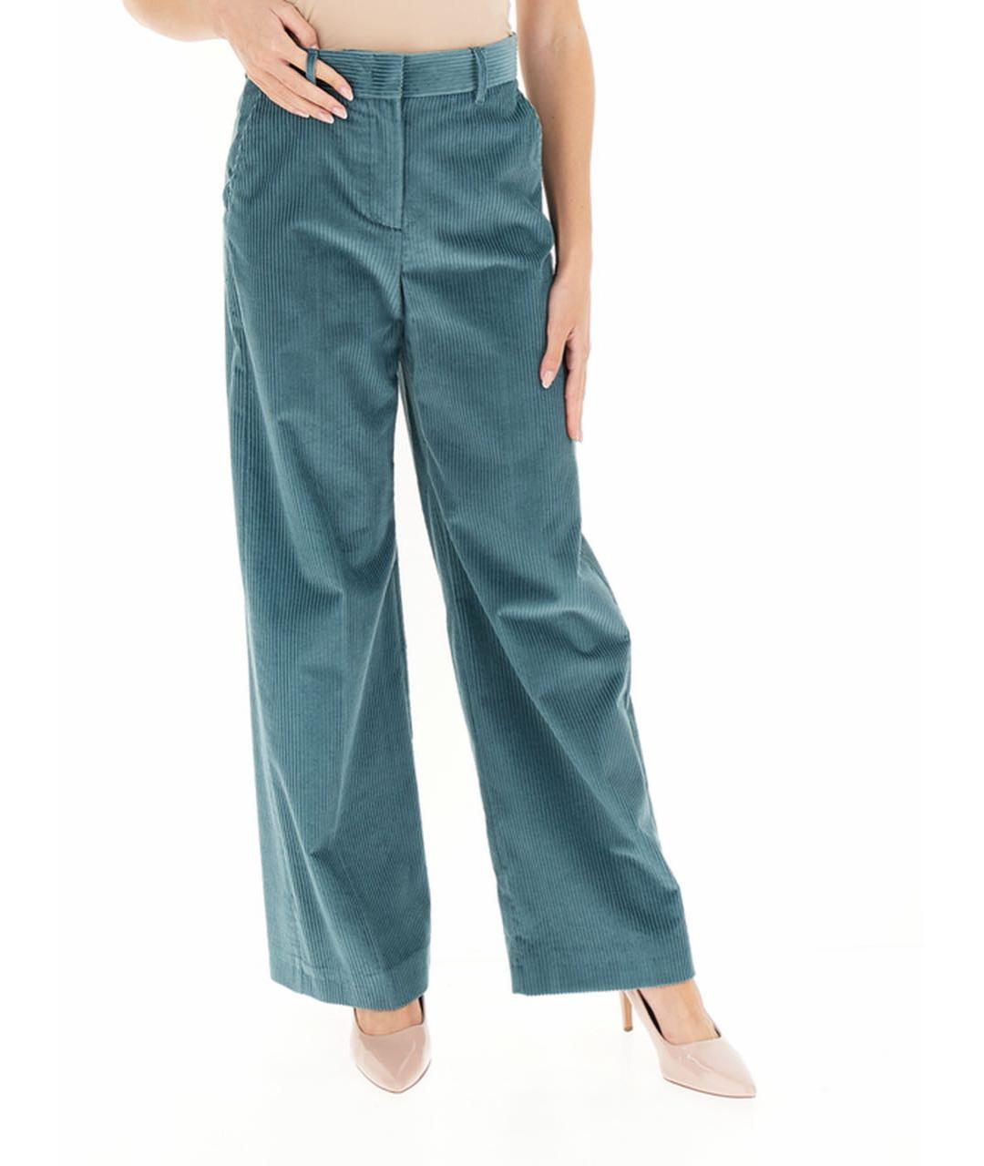 WEEKEND MAX MARA Бирюзовые хлопковые прямые брюки, фото 5