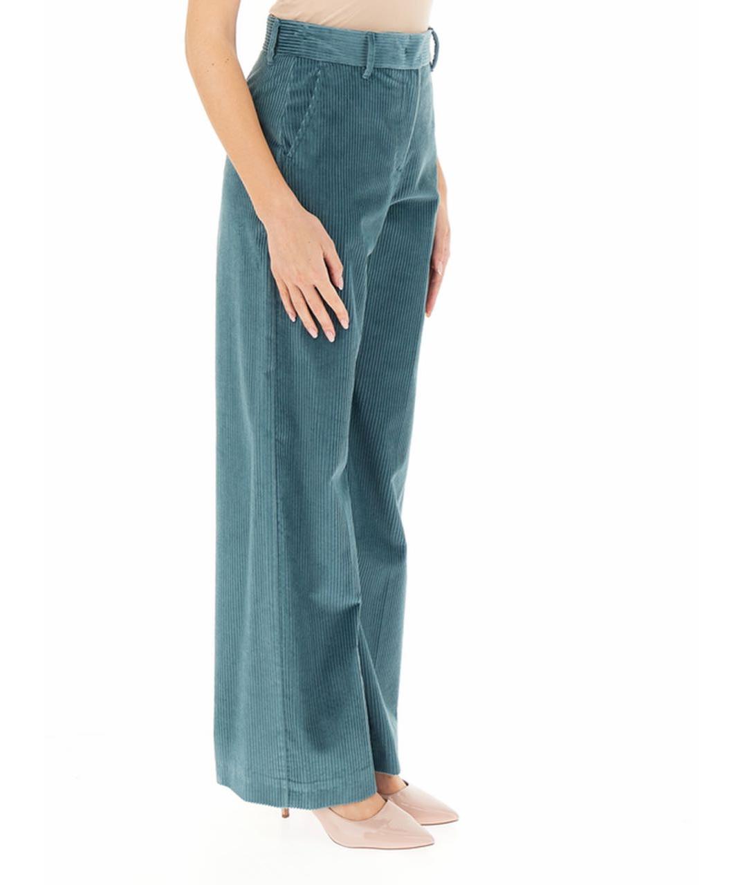 WEEKEND MAX MARA Бирюзовые хлопковые прямые брюки, фото 2