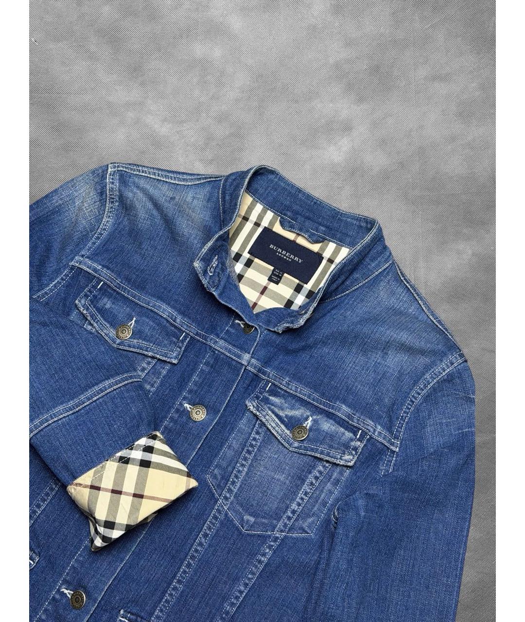 BURBERRY Синяя хлопковая куртка, фото 6