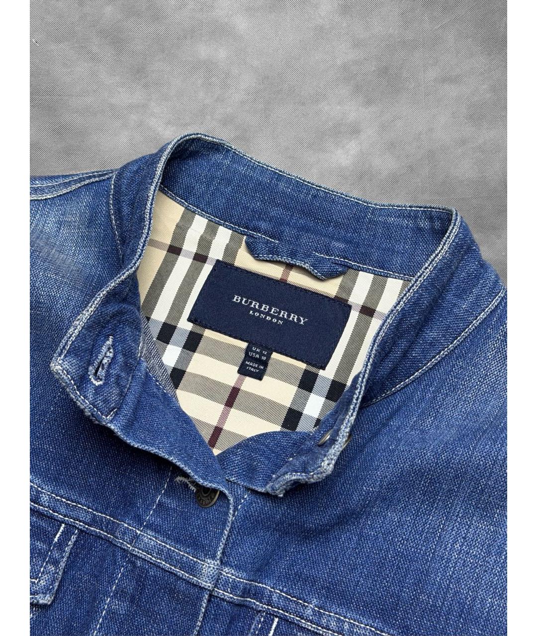 BURBERRY Синяя хлопковая куртка, фото 4