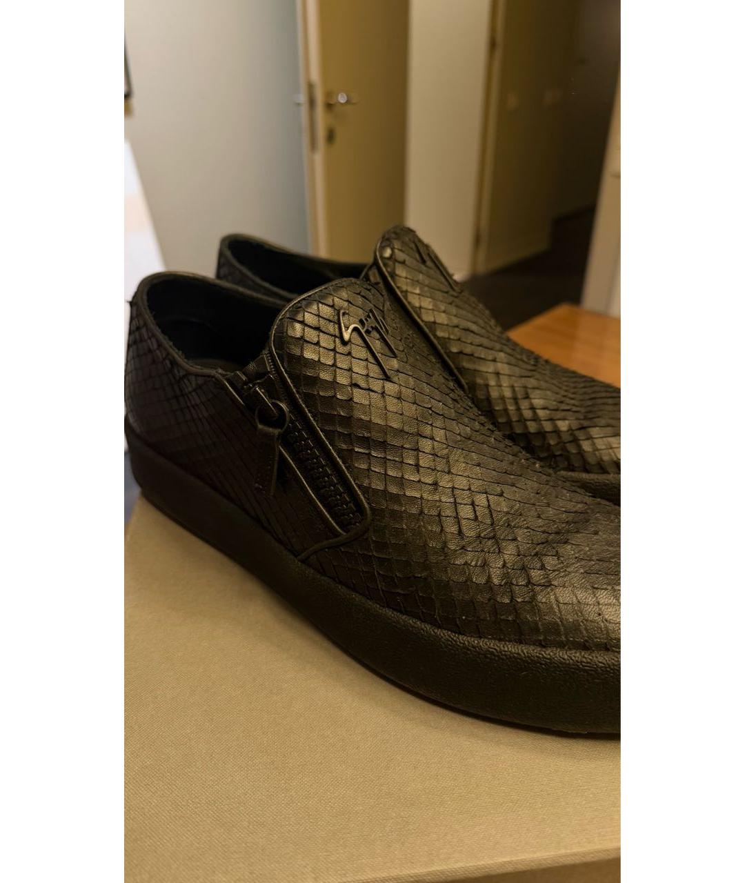 GIUSEPPE ZANOTTI DESIGN Черные кожаные низкие кроссовки / кеды, фото 3
