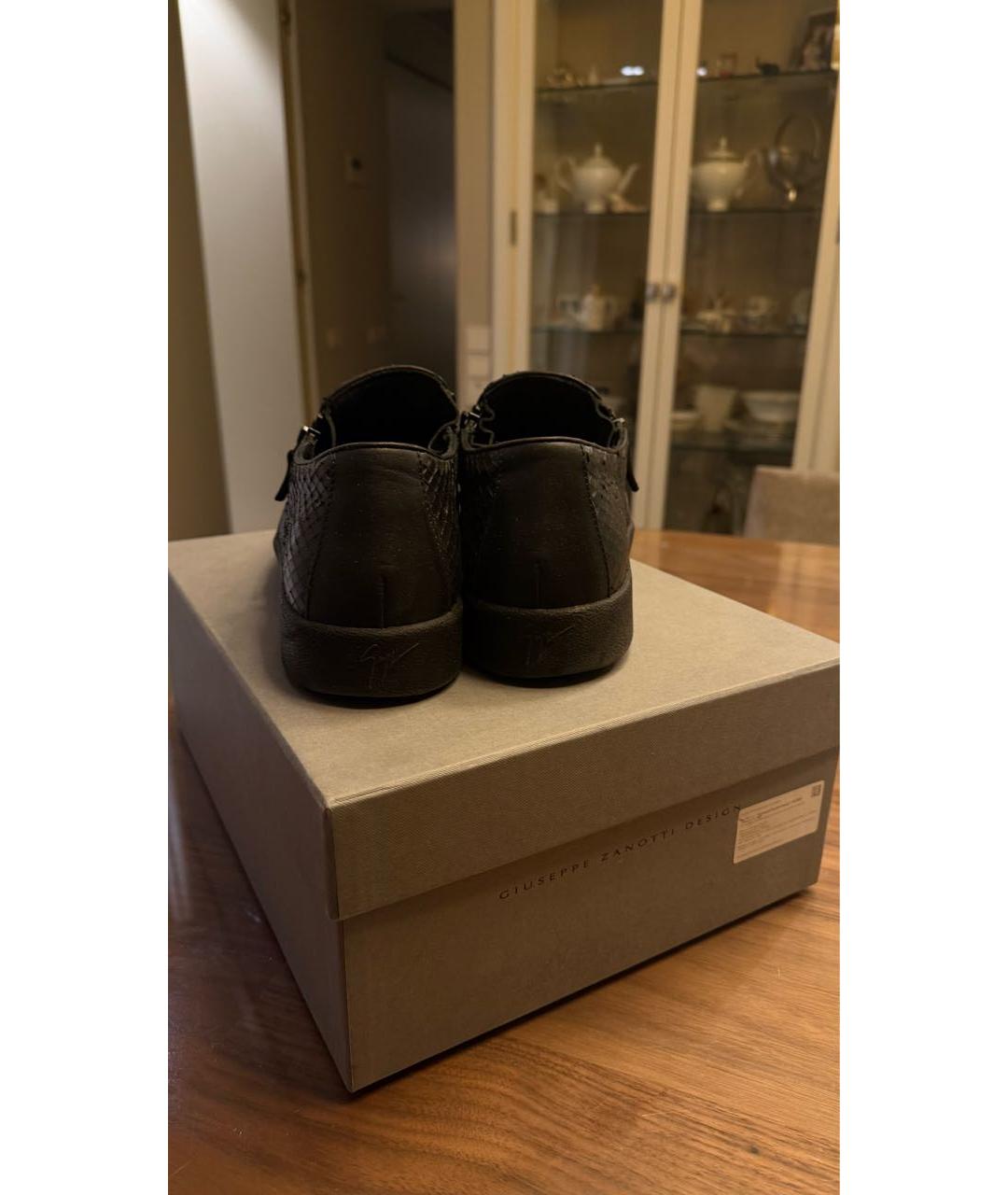 GIUSEPPE ZANOTTI DESIGN Черные кожаные низкие кроссовки / кеды, фото 6