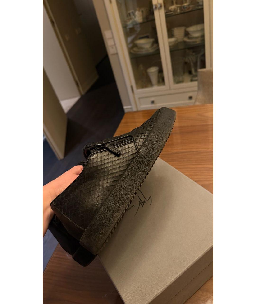 GIUSEPPE ZANOTTI DESIGN Черные кожаные низкие кроссовки / кеды, фото 4