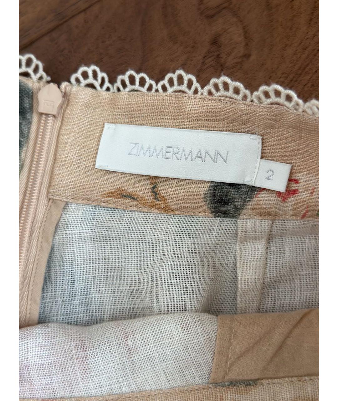 ZIMMERMANN Бежевые льняные шорты, фото 3