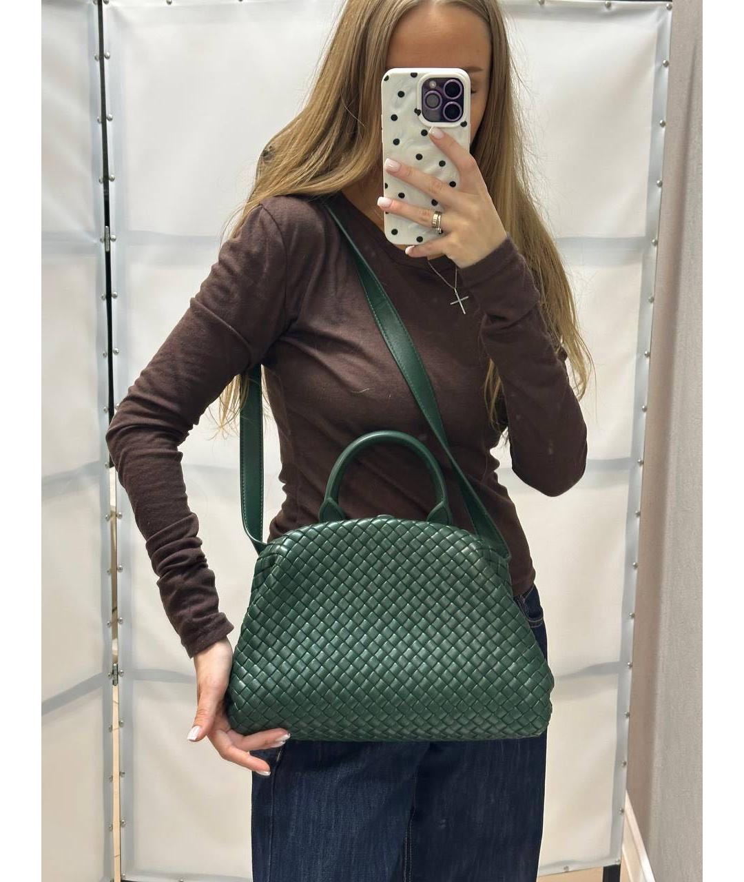 BOTTEGA VENETA Зеленая кожаная сумка с короткими ручками, фото 8