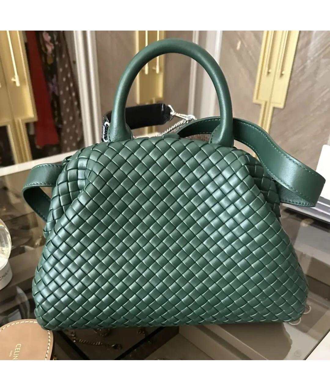 BOTTEGA VENETA Зеленая кожаная сумка с короткими ручками, фото 6