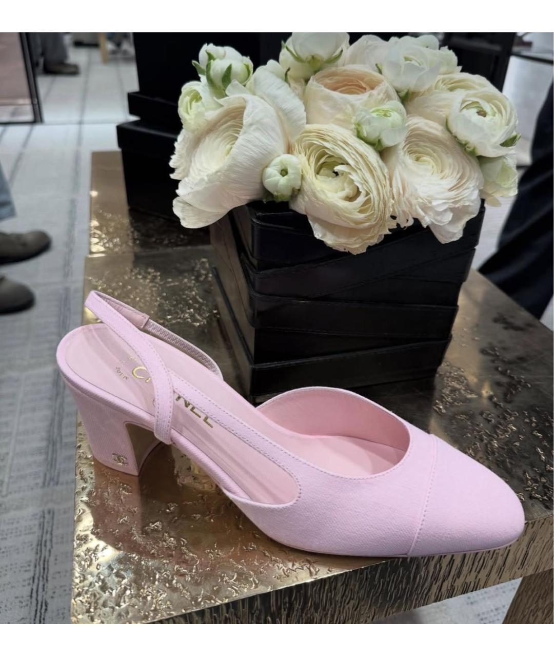 CHANEL Розовые текстильные туфли, фото 4