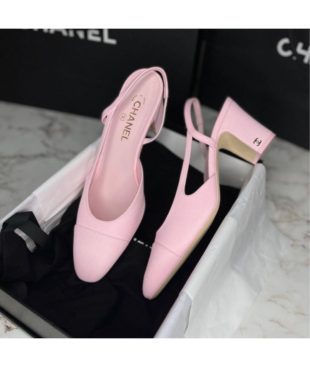 CHANEL Розовые текстильные туфли, фото 2