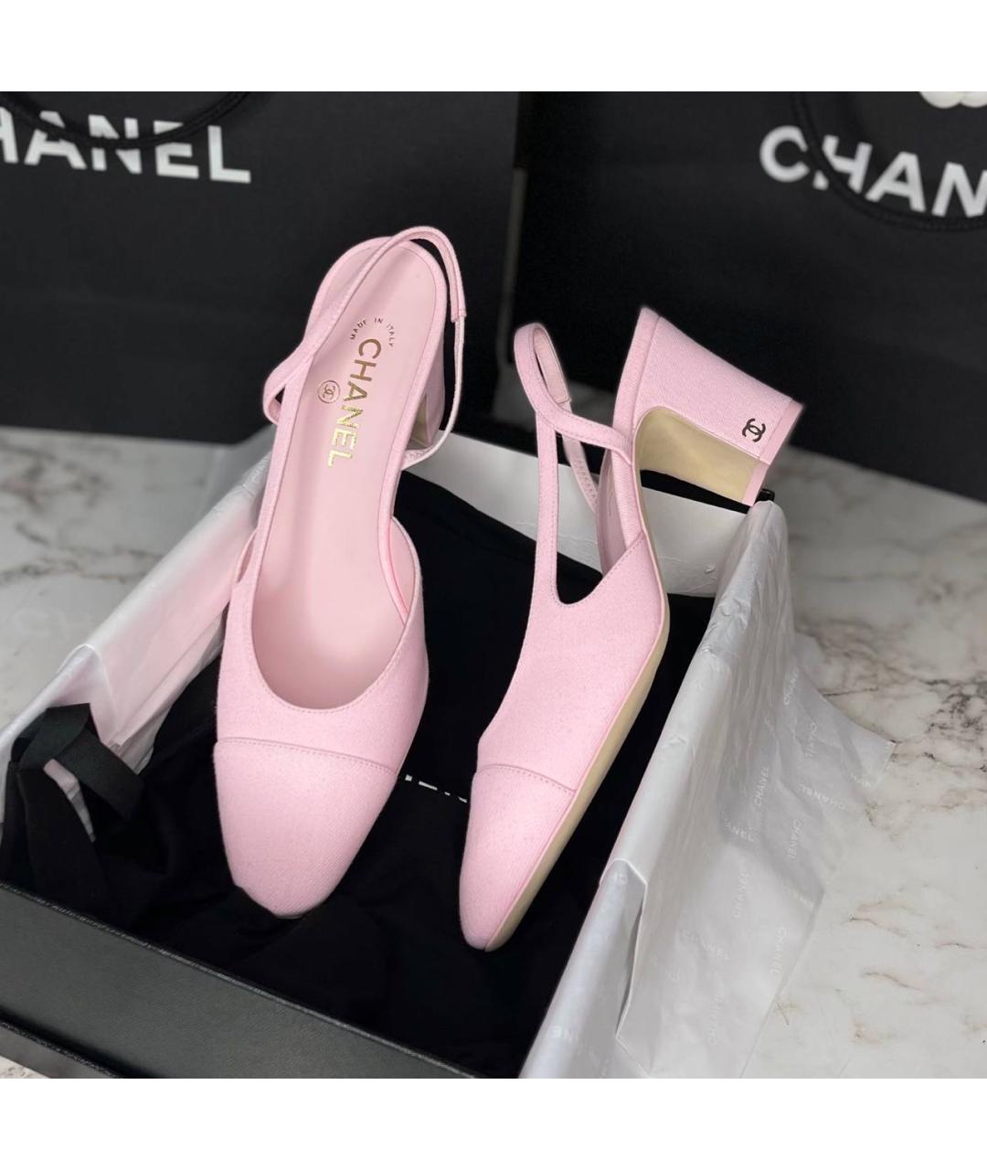 CHANEL Розовые текстильные туфли, фото 3