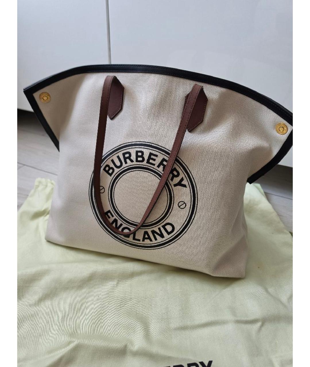 BURBERRY Бежевая кожаная сумка тоут, фото 8