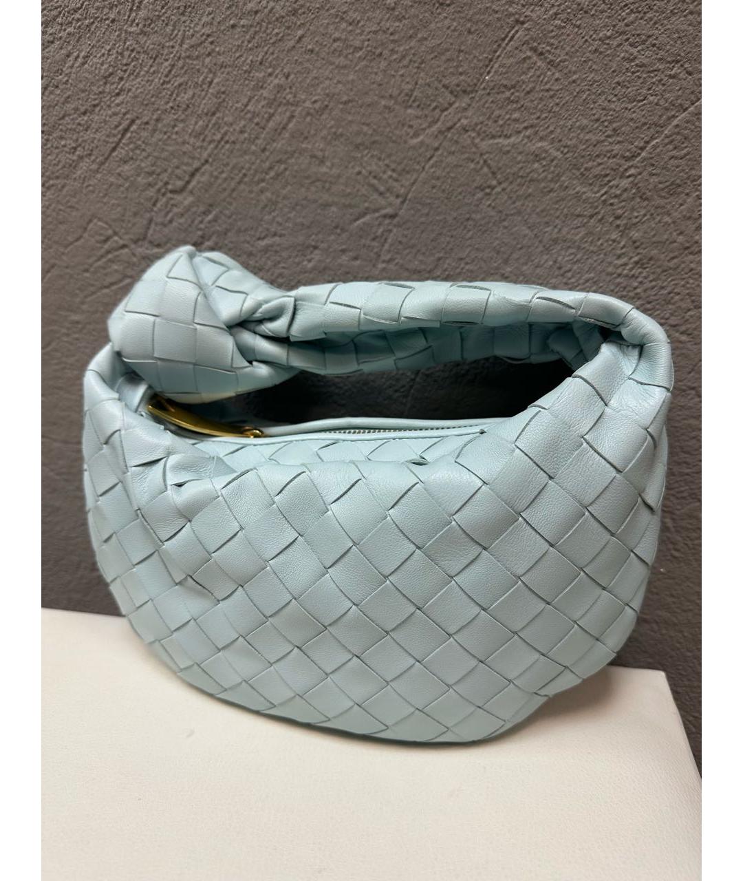 BOTTEGA VENETA Голубая кожаная сумка с короткими ручками, фото 6