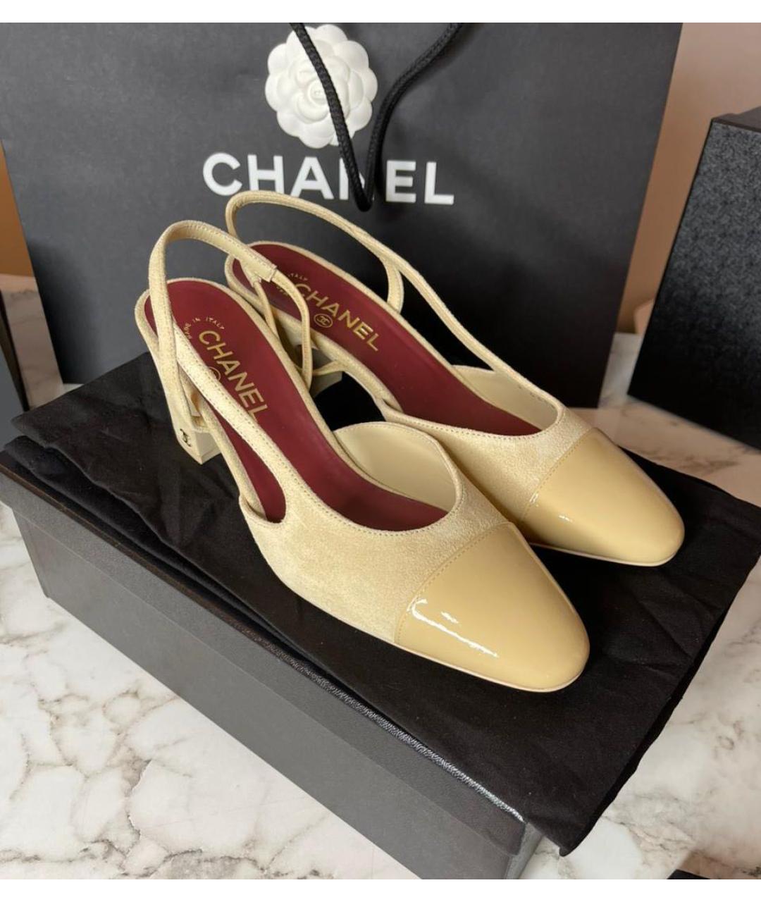 CHANEL Бежевые замшевые туфли, фото 4