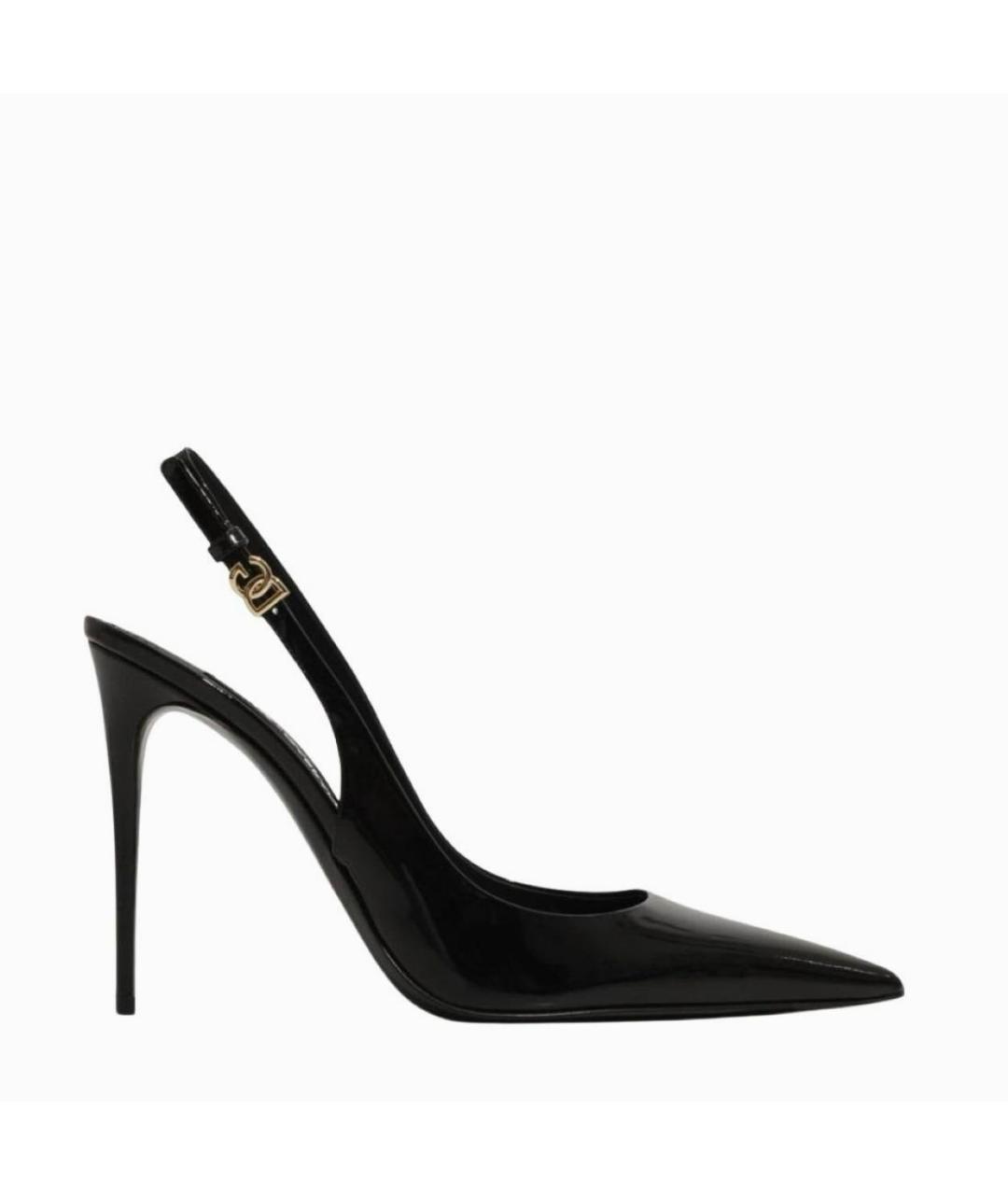 DOLCE&GABBANA Черные босоножки из лакированной кожи, фото 4
