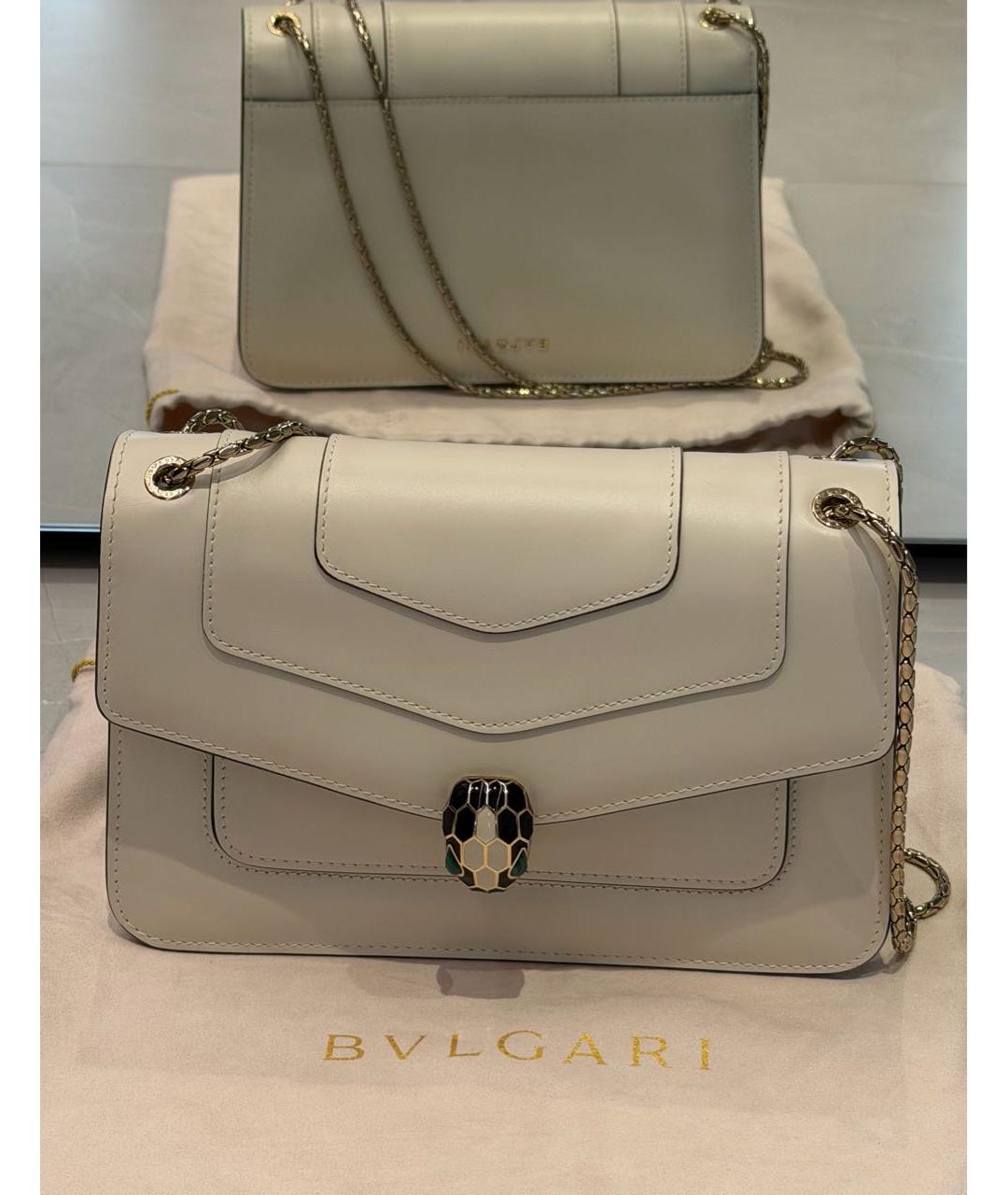 BVLGARI Бежевая кожаная сумка через плечо, фото 8