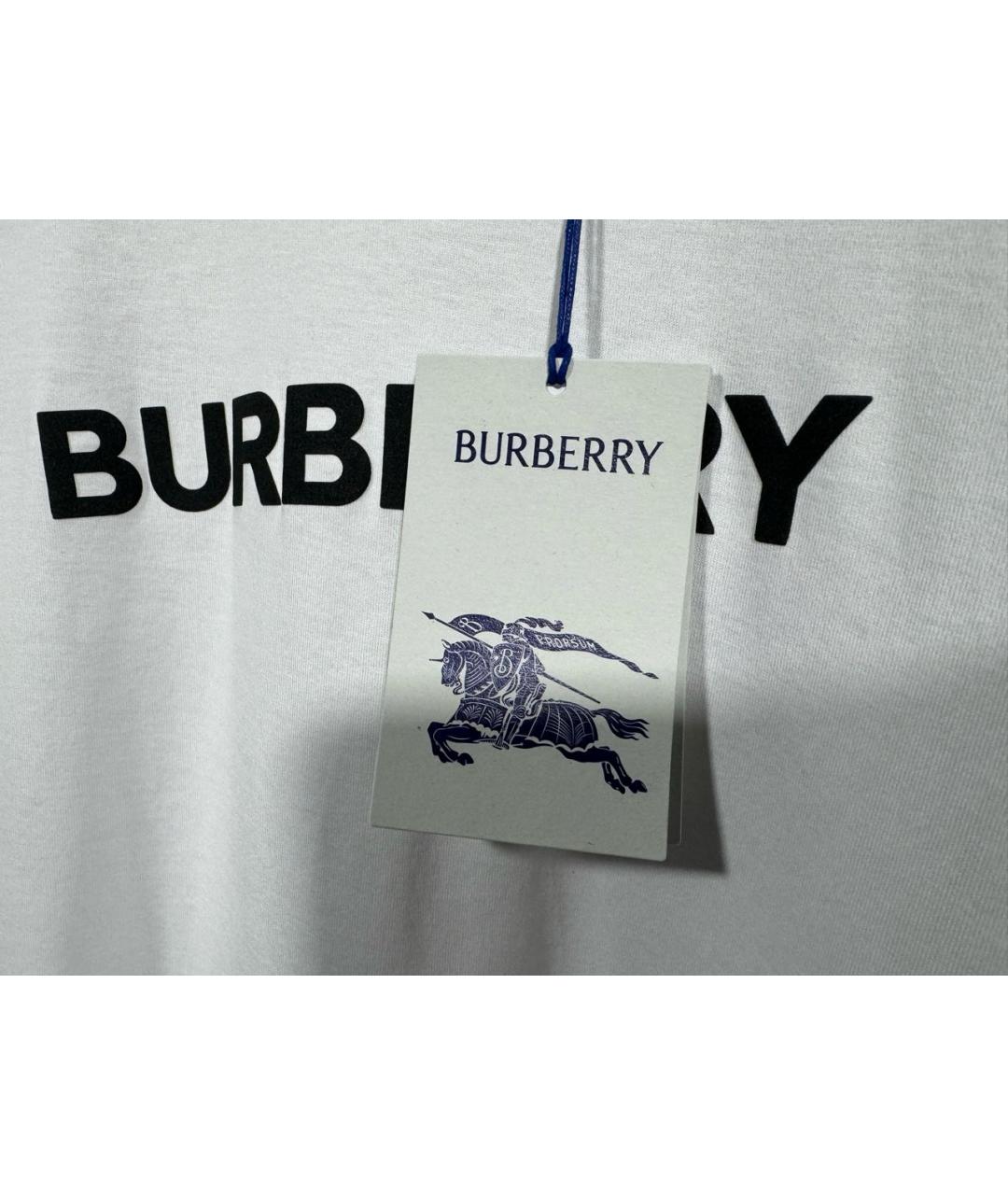 BURBERRY Белая хлопковая футболка, фото 6