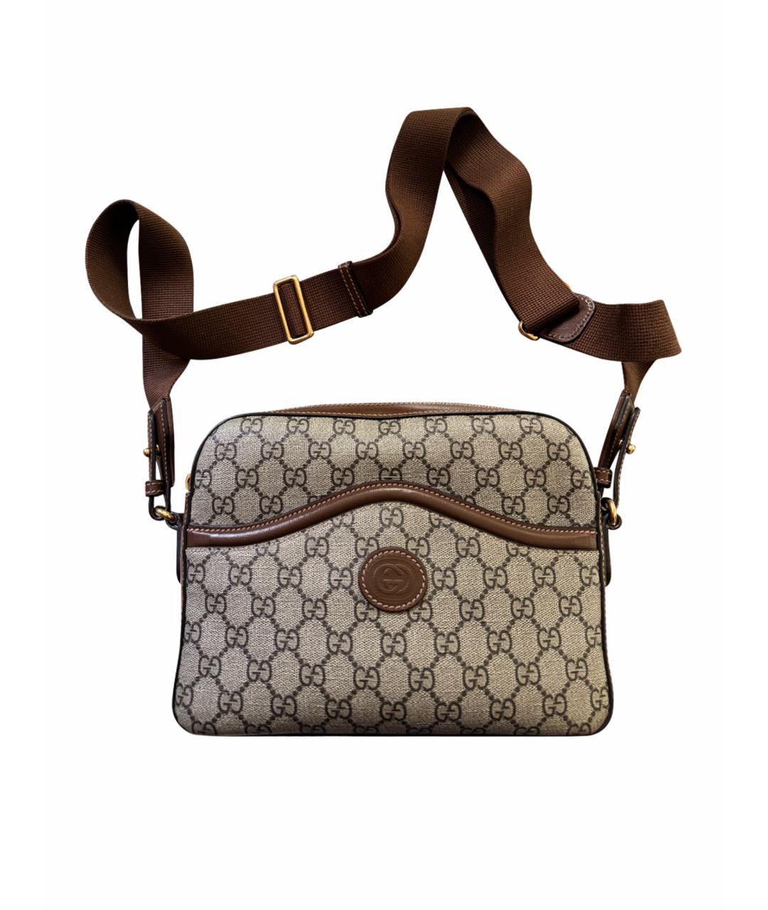 GUCCI Бежевая кожаная сумка на плечо, фото 1