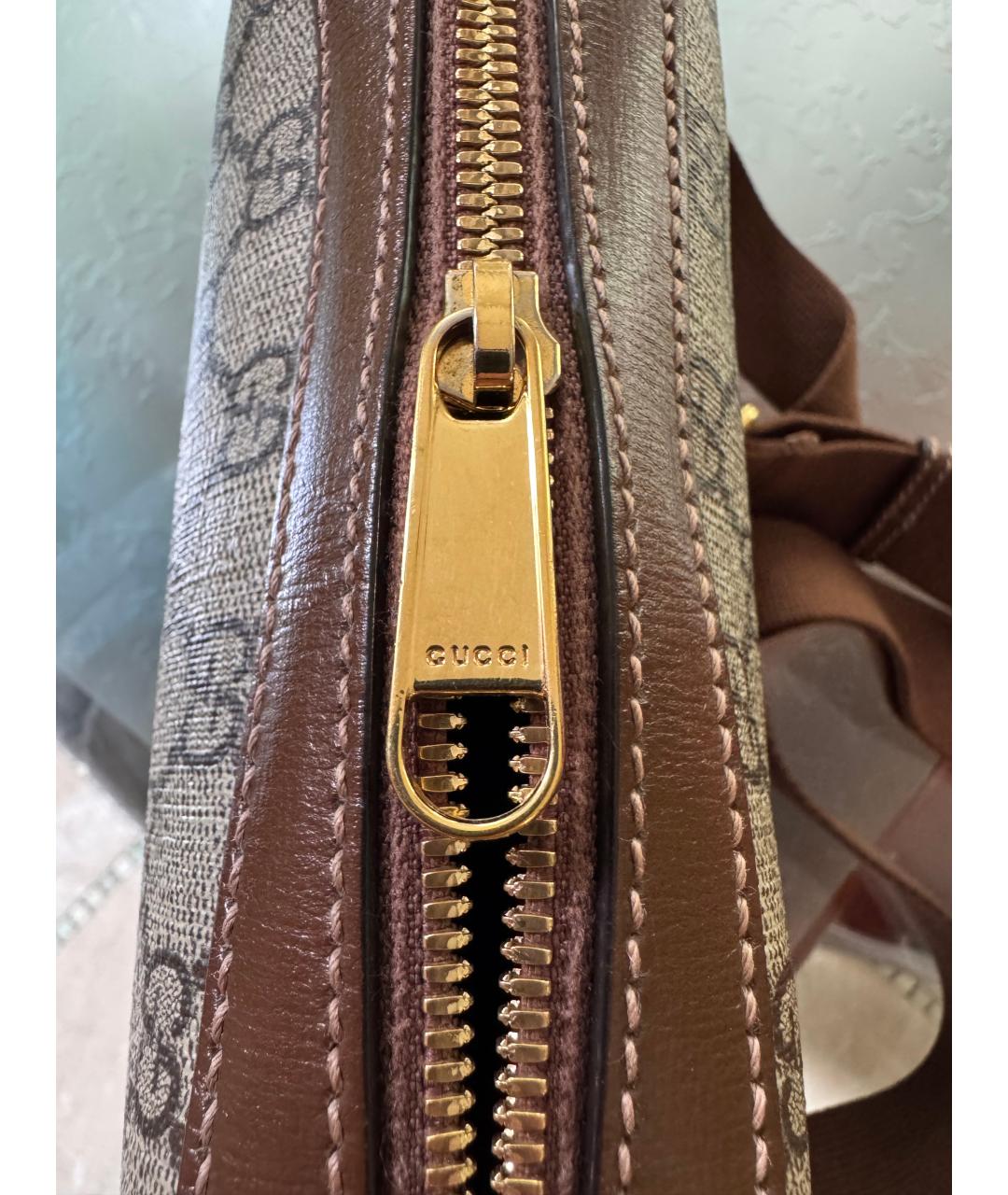 GUCCI Бежевая кожаная сумка на плечо, фото 4