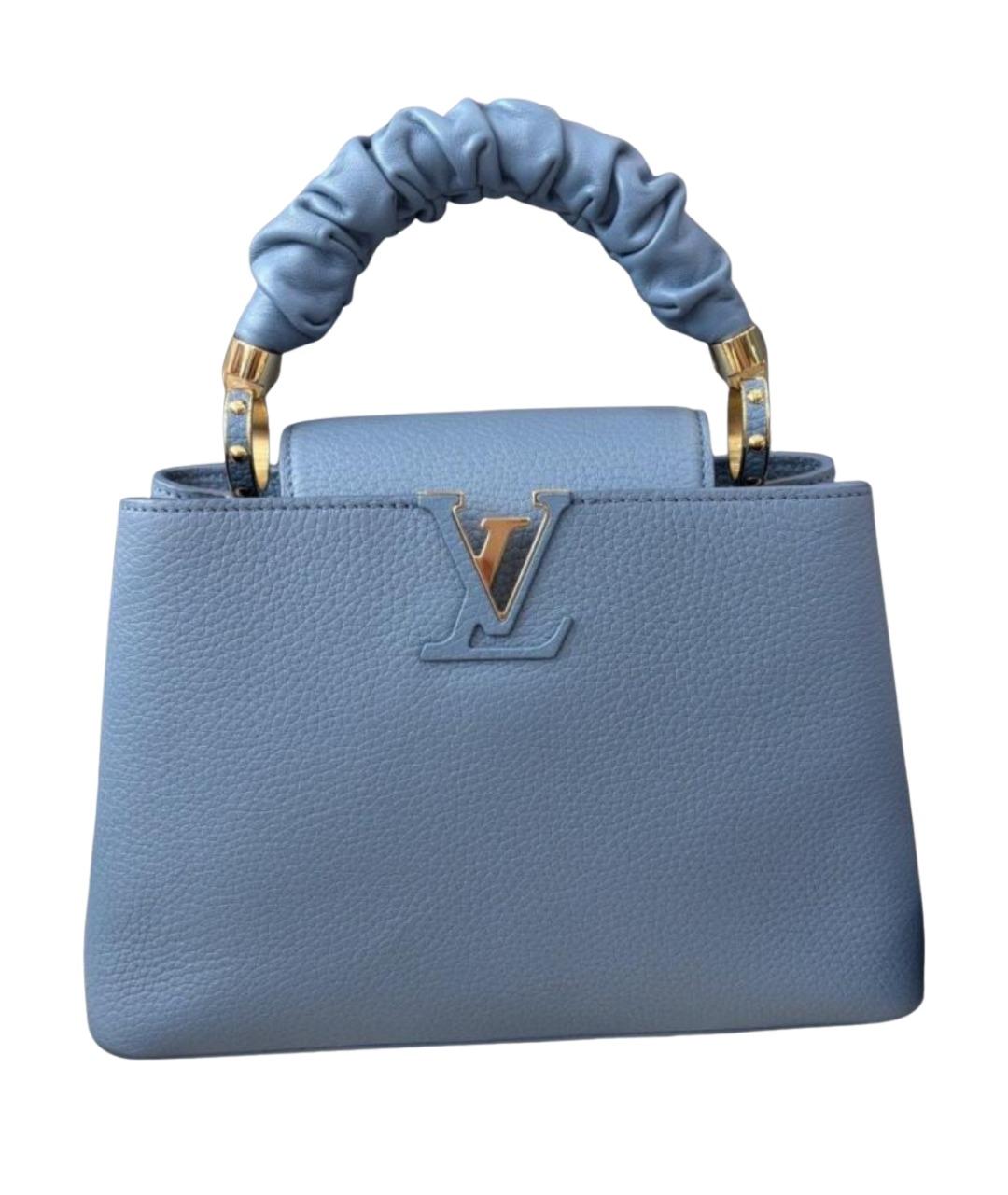 LOUIS VUITTON Голубая кожаная сумка с короткими ручками, фото 1