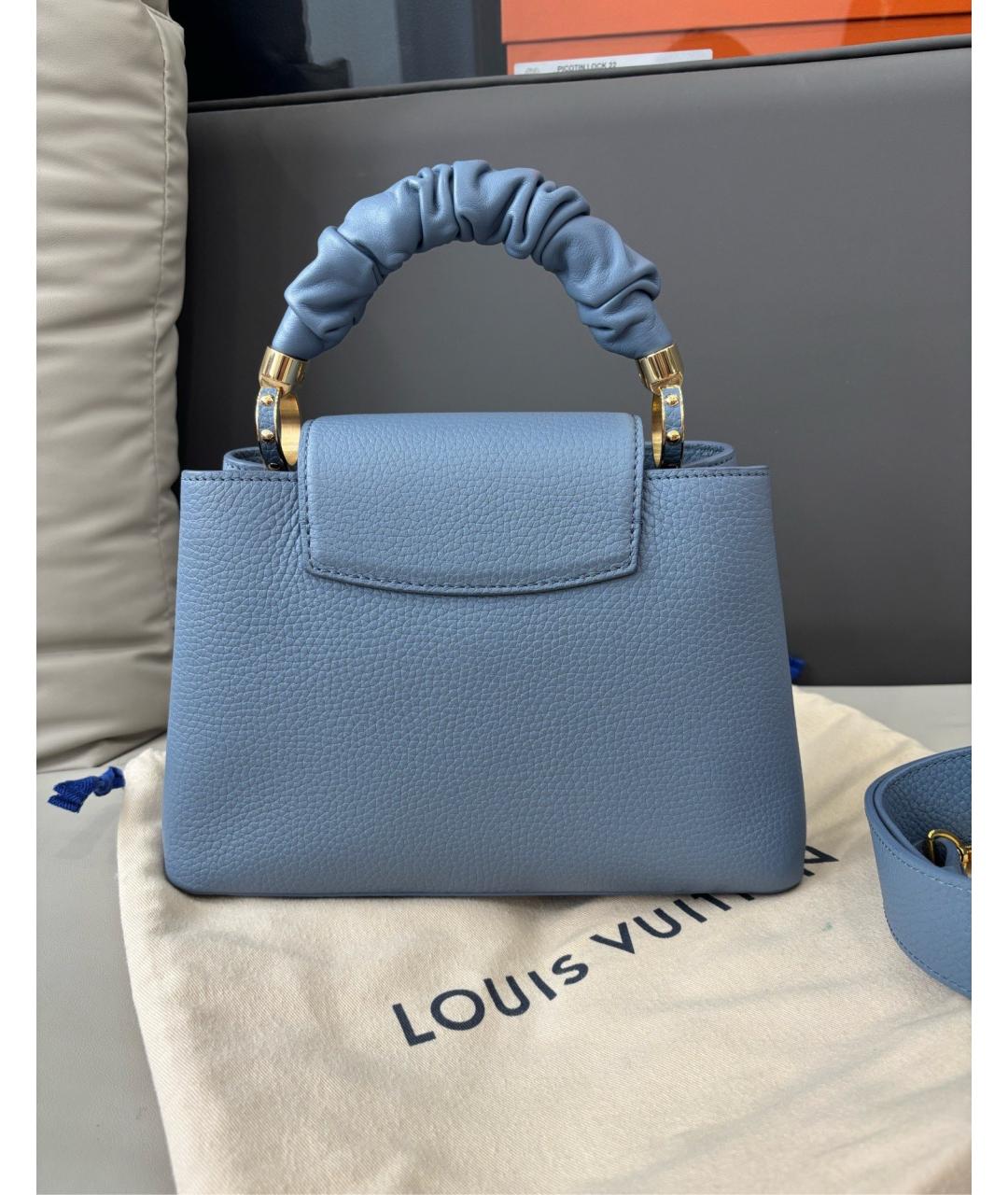 LOUIS VUITTON Голубая кожаная сумка с короткими ручками, фото 4