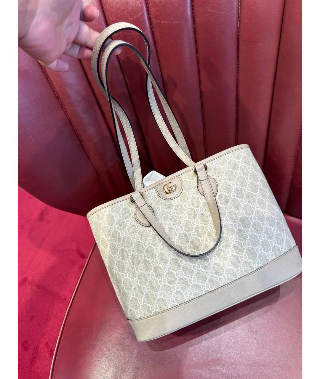 GUCCI Бежевая тканевая сумка через плечо, фото 3