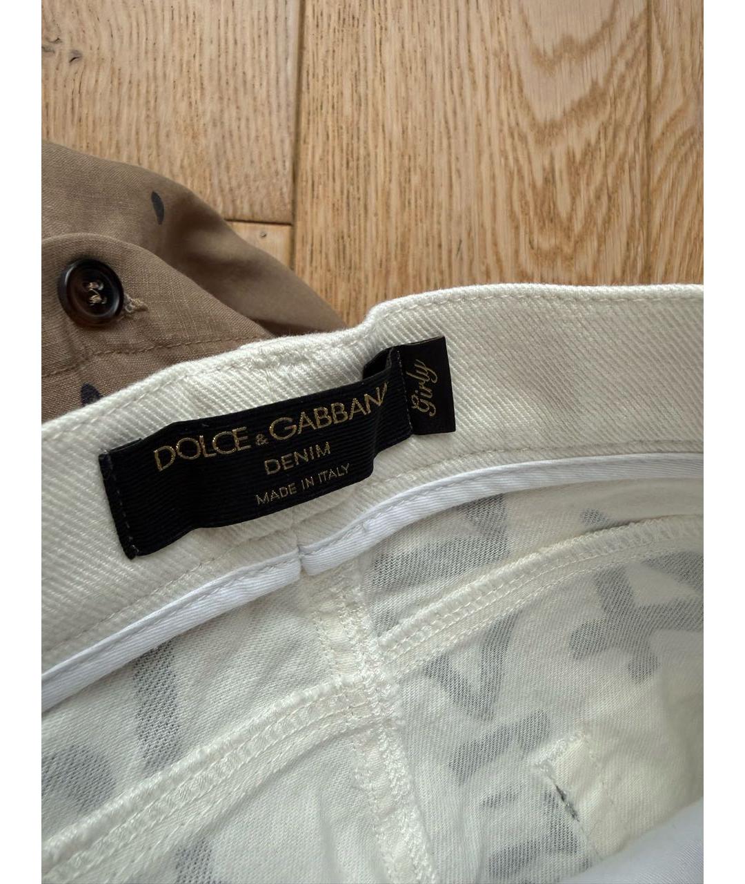 DOLCE&GABBANA Белые хлопковые прямые джинсы, фото 3